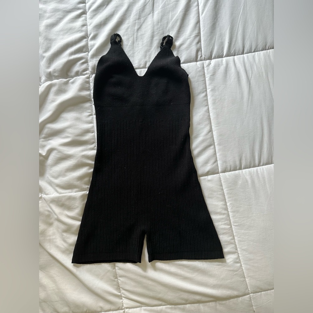 White Fox- Always Loyal Knit Playsuit Black